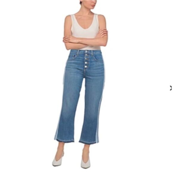 Veronica Beard Carolina Button Front Cropped Ankle ribbon Side Jeans  27/4 #EE - Picture 1 of 11